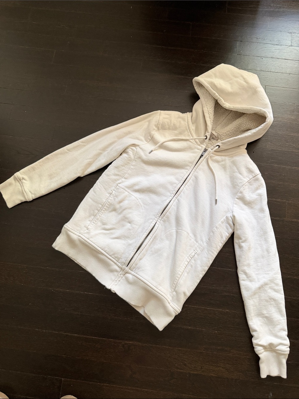GAP Cream Sherpa-Lined Zip Jacket